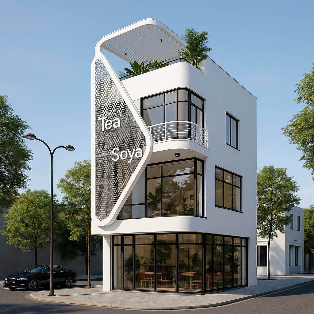 Trendy Design for Two-Façade Townhouses with Integrated Business Spaces