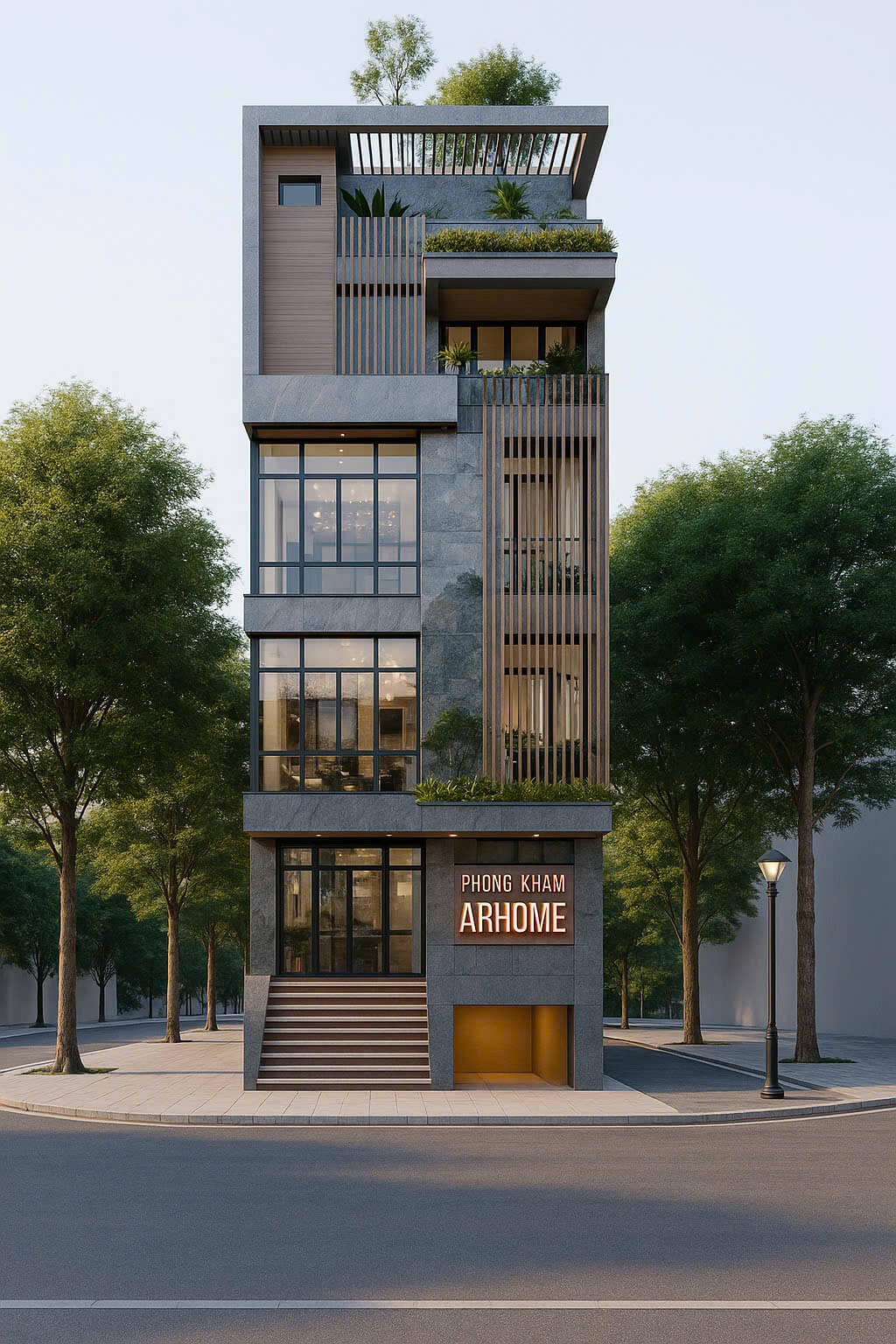 Trendy Design for Two-Façade Townhouses with Integrated Business Spaces