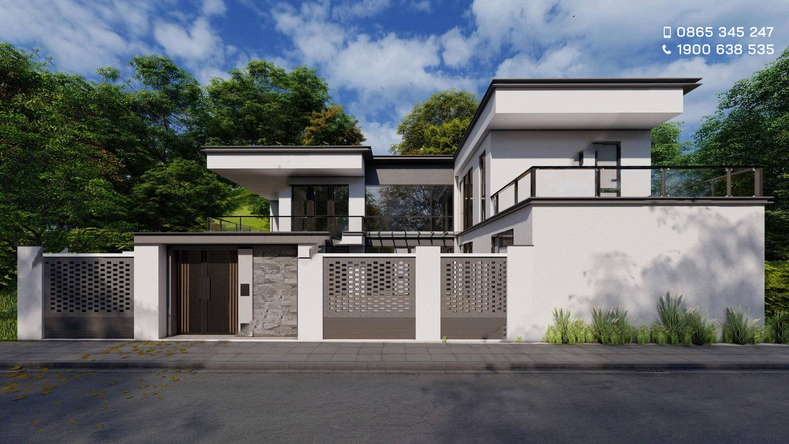 Mẫu nhà vườn ngang 10m tối giản
