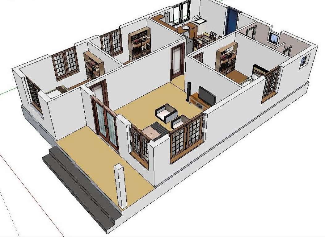 Bản vẽ mẫu nhà 8x12 cấp 4 3 phòng ngủ