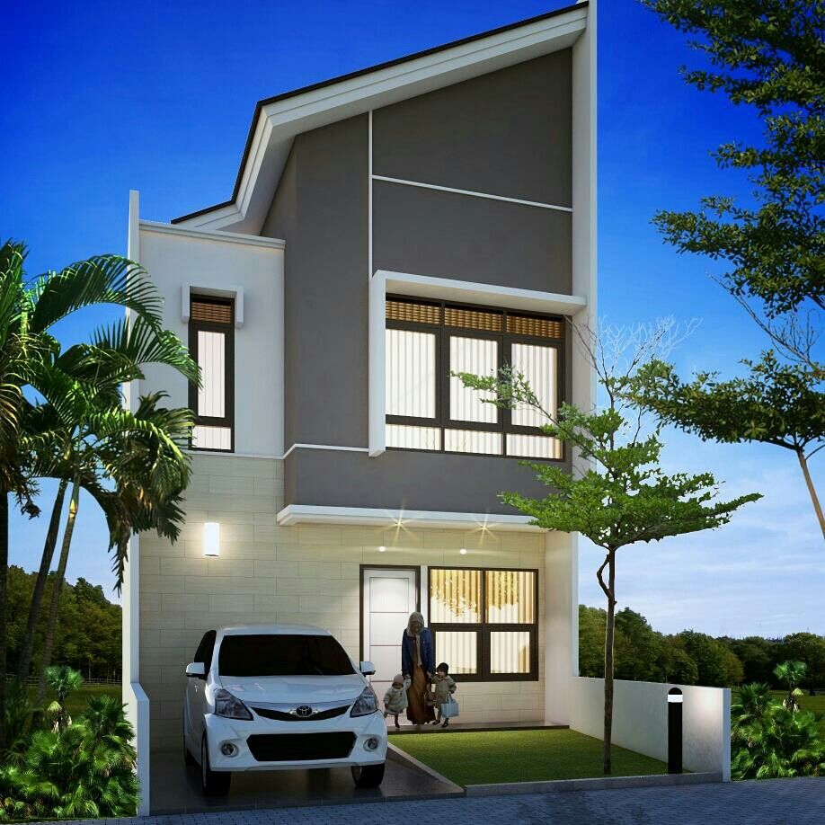 Mẫu nhà diện tích 9x15m 2 tầng mái xéo độc lạ