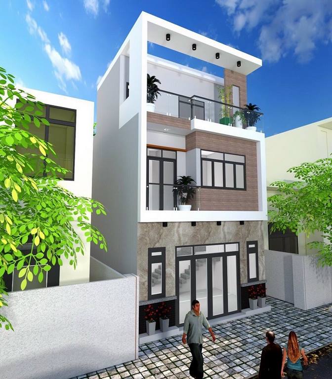 Mẫu nhà 1 trệt 2 lầu diện tích 5x12 có ban công thoáng đãng