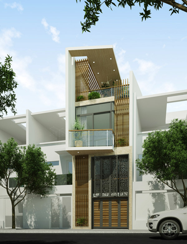 Mẫu nhà 1 trệt 2 lầu cách điệu độc lạ