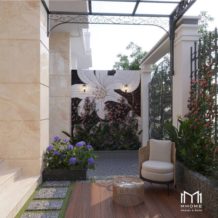 sân trước nhà phố 6x19m