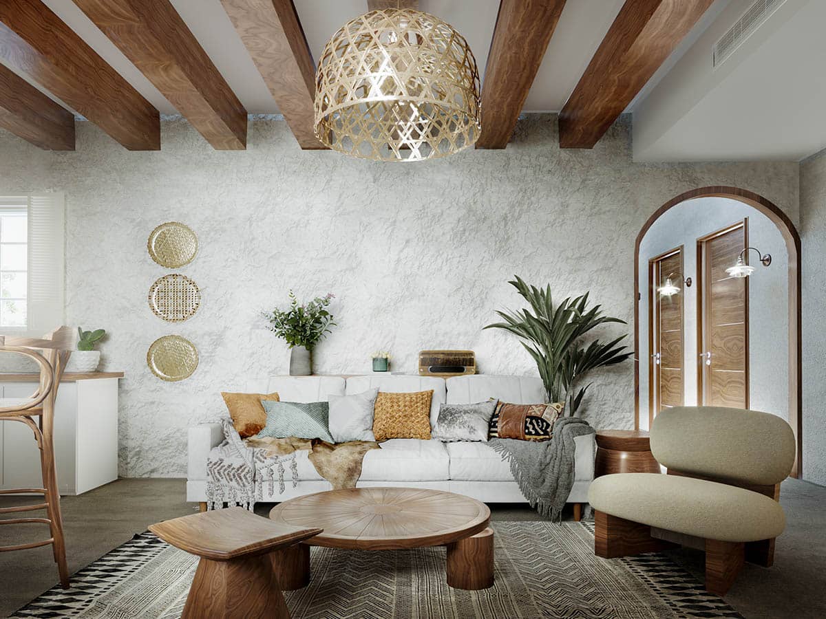 Sử dụng lò sưởi trong thiết kế phong cách Rustic