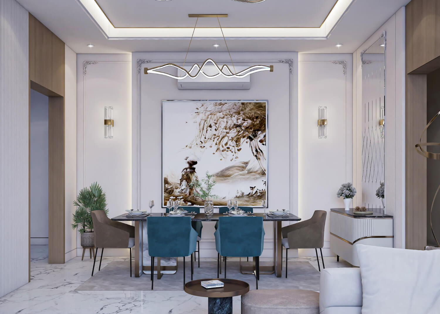 Thiết kế nội thất tân cổ điển với không gian tinh tế