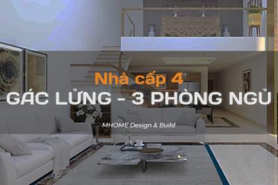 TỔNG HỢP MẪU NHÀ CẤP 4 CÓ GÁC LỬNG 3 PHÒNG NGỦ XU HƯỚNG 2024