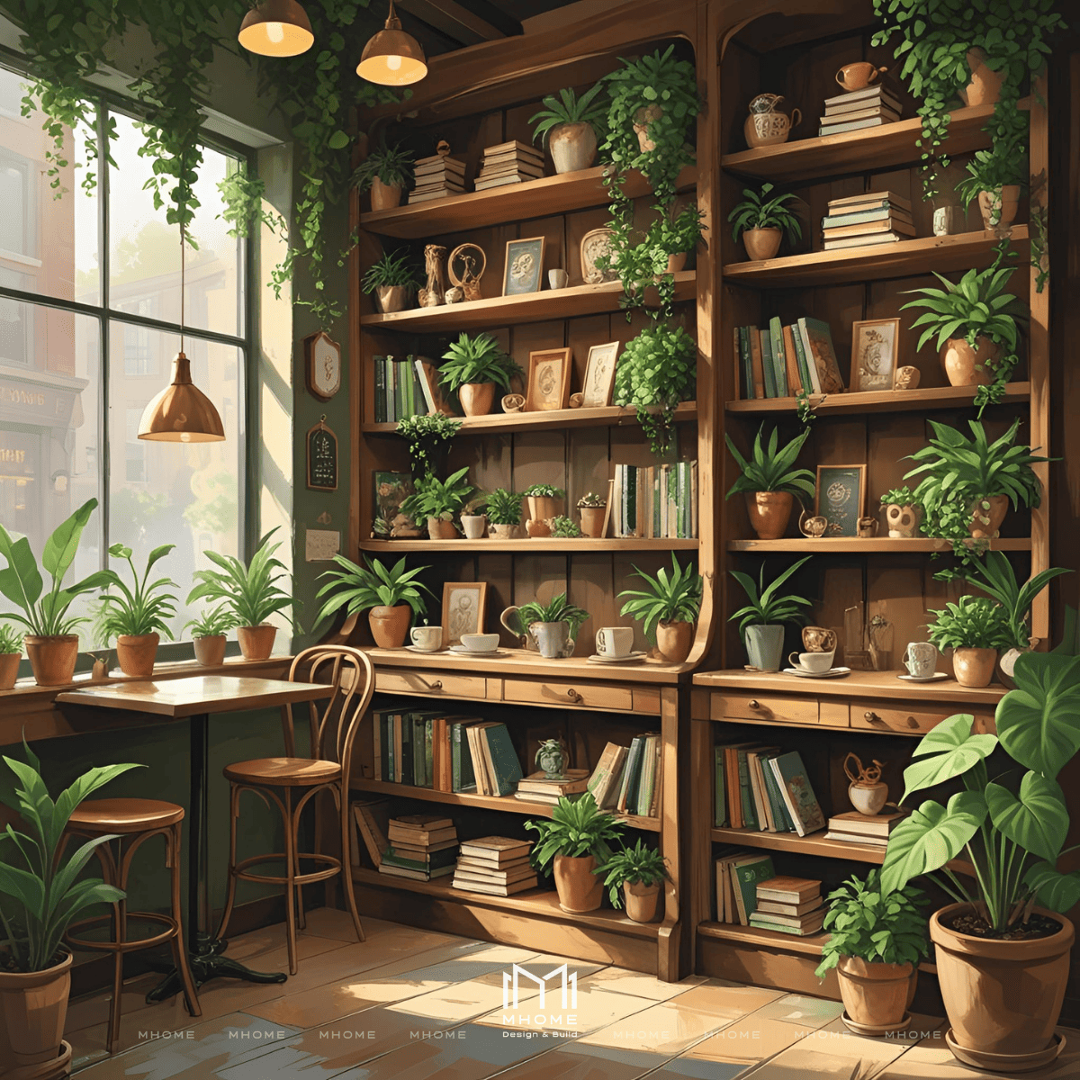 Bố Trí Góc Đọc Sách Yên Tĩnh Tách Biệt Cho Quán Cafe