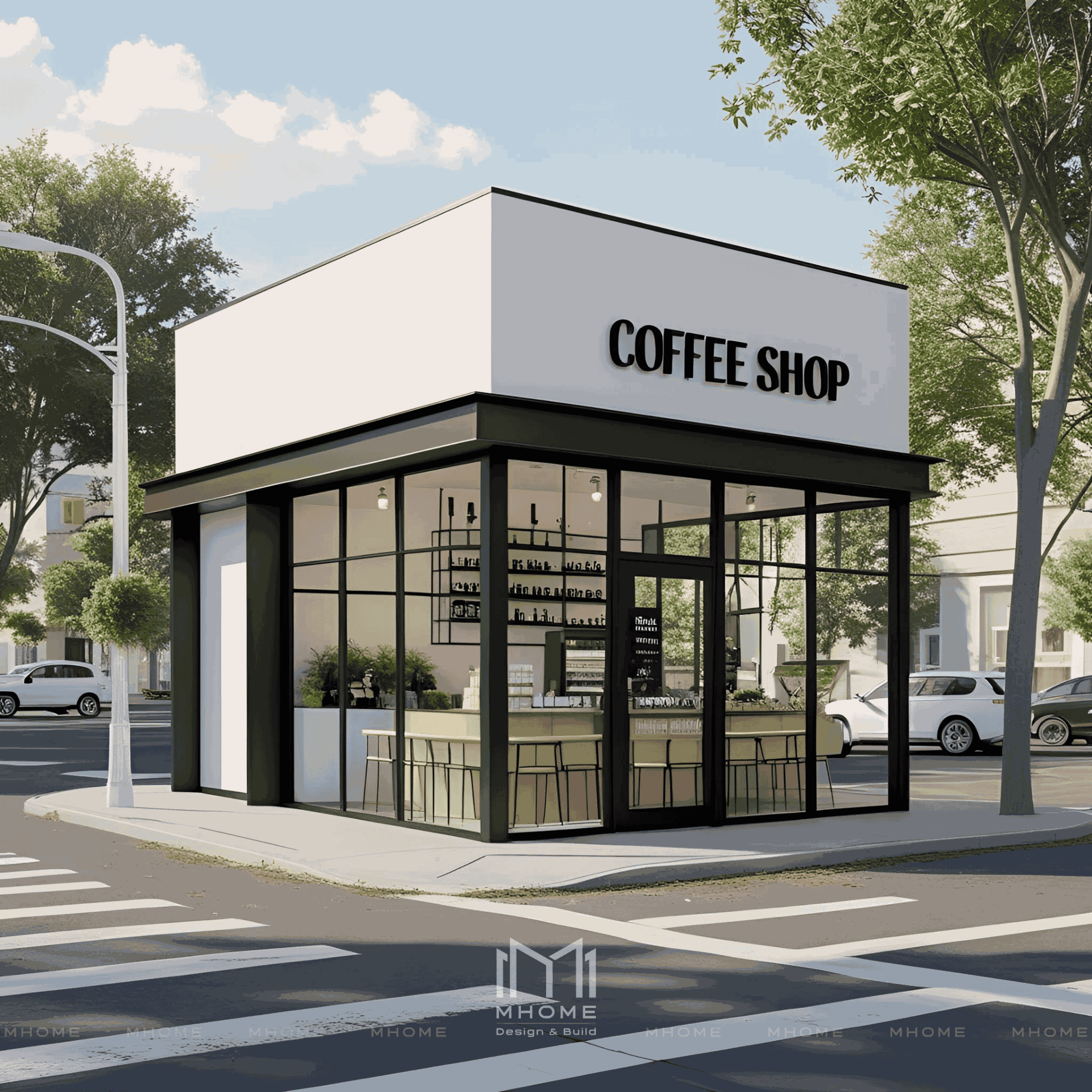 Thiết Kế Kiến Trúc Quán Cafe Take Away Phong Cách Hiện Đại