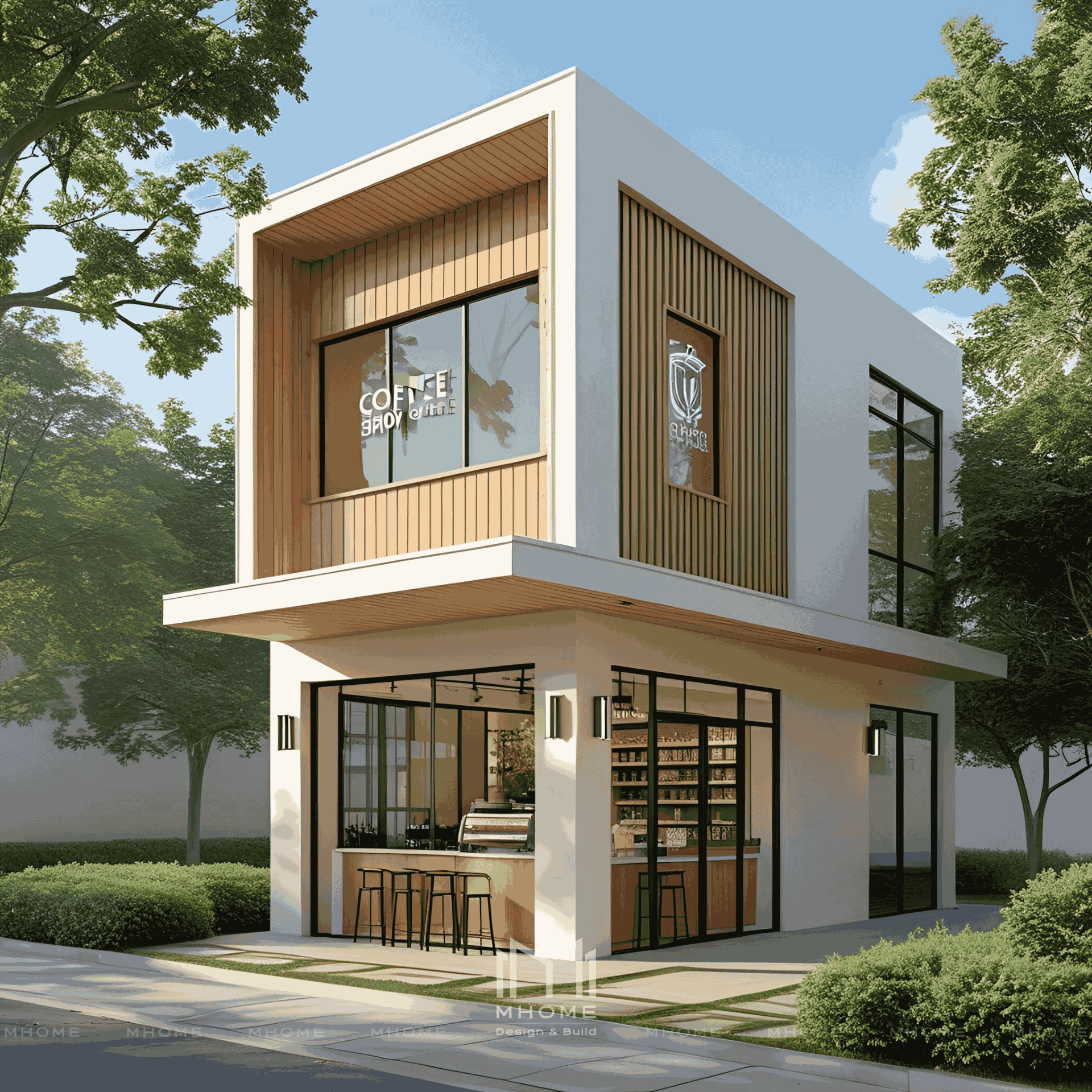 Thiết Kế Kiến Trúc Quán Cafe Take Away Phong Cách Hiện Đại