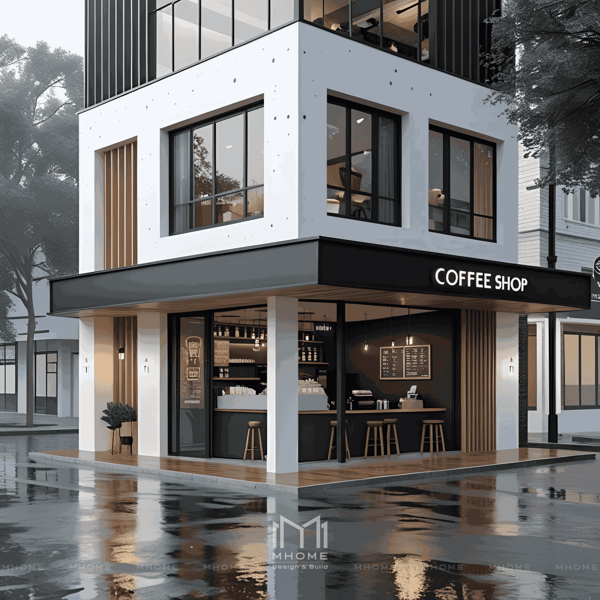 Thiết Kế Kiến Trúc Quán Cafe Take Away Phong Cách Hiện Đại