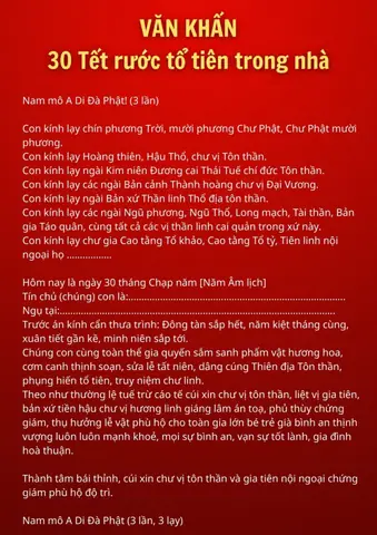 Bài Cúng Tất Niên Ngày 30 Tết