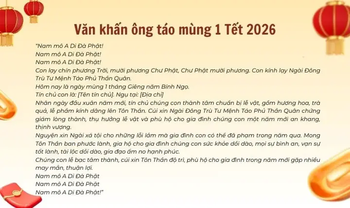 Bài Khấn Mùng 1 Tết Tại Nhà