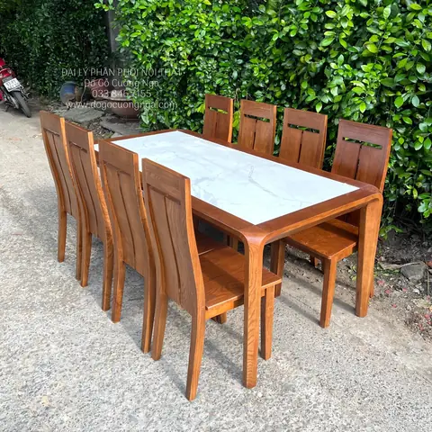 Bàn Ăn Gỗ Sồi 8 Ghế