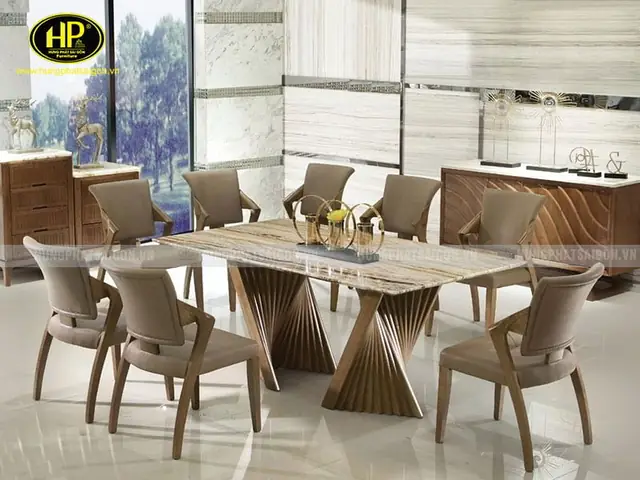 Bàn Ăn Gỗ Sồi 8 Ghế