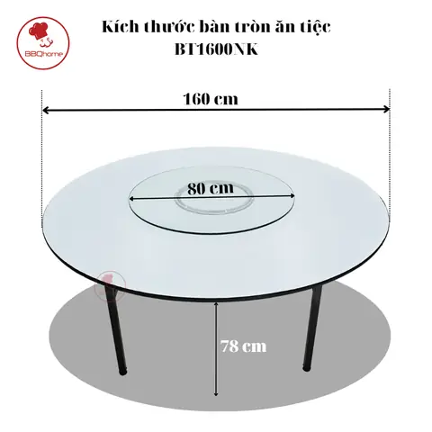 Bàn An Tròn Xoay Mặt Kính