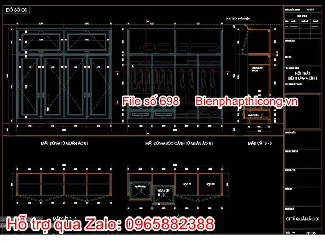 Bản Vẽ Cad Chi Tiết Tủ Quần Áo