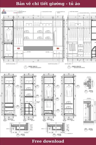 Bản Vẽ Cad Chi Tiết Tủ Quần Áo