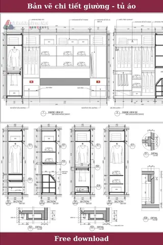 Bản Vẽ Cad Chi Tiết Tủ Quần Áo