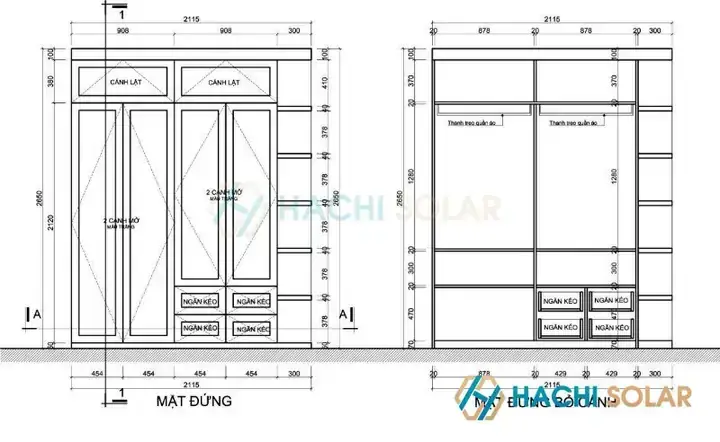 Bản Vẽ Cad Chi Tiết Tủ Quần Áo