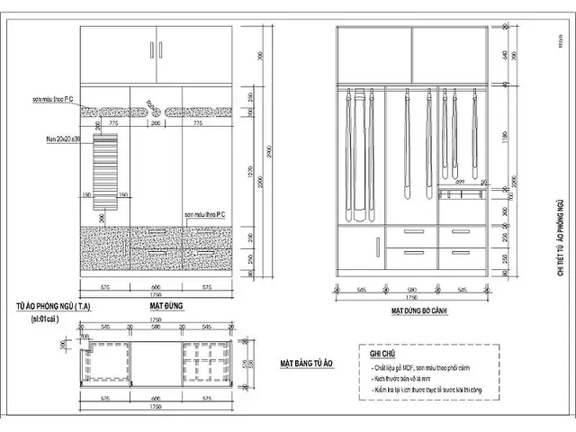 Bản Vẽ Cad Chi Tiết Tủ Quần Áo