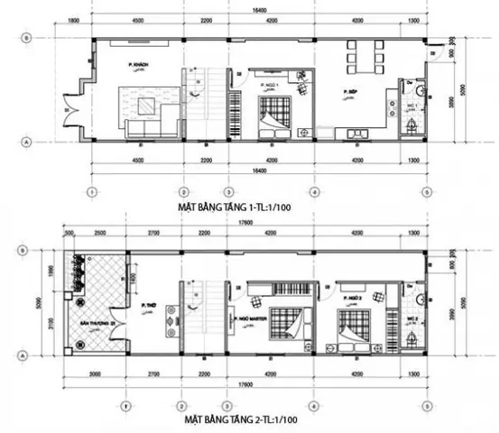 Bản Vẽ Cad Nhà 2 Tầng 5x15