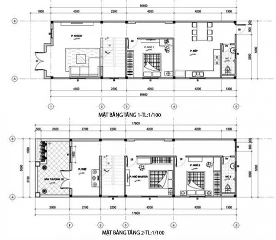 Bản Vẽ Cad Nhà 2 Tầng 5x15