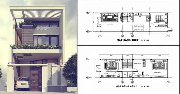Bản Vẽ Chi Tiết Nhà 2 Tầng