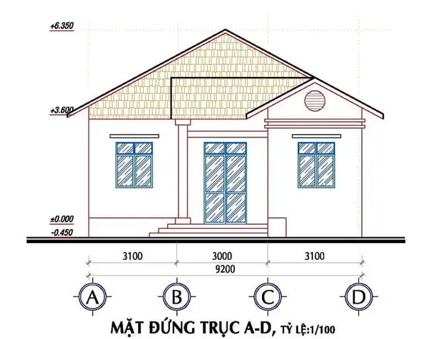 Bản Vẽ Mặt Đứng Nhà Cấp 4