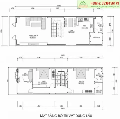 Bản Vẽ Nhà 2 Tầng 5x20