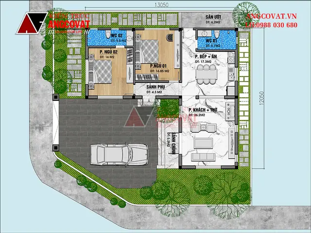 Bản Vẽ Nhà Cấp 4 Mái Thái Chữ L