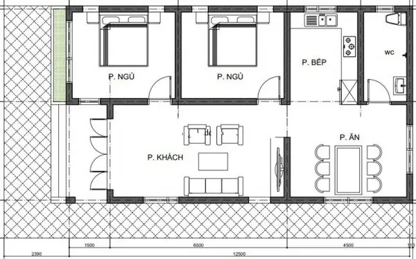 Bản Vẽ Nhà Cấp 4 Ngang 5m