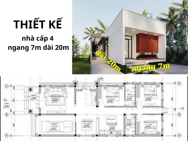 Bản Vẽ Nhà Cấp 4 Ngang 7m
