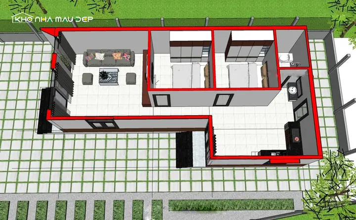 Bản Vẽ Nhà Chữ L 1 Tầng