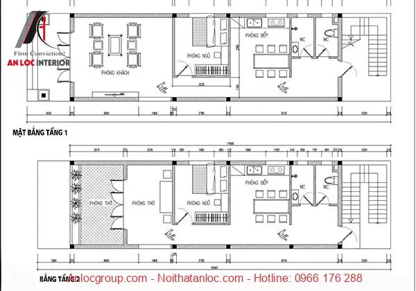 Bản Vẽ Nhà Ống 2 Tầng 4x16