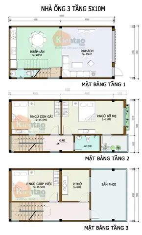 Bản Vẽ Thiết Kế Nhà 3 Tầng 5x10m
