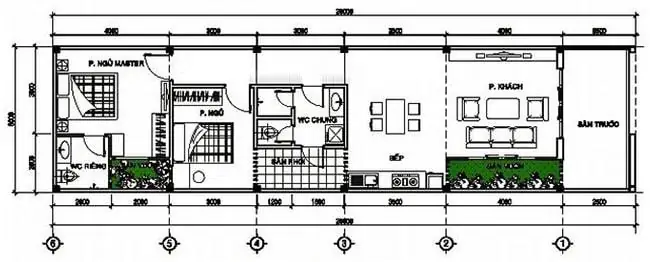 Bản Vẽ Thiết Kế Nhà Ống 1 Tầng