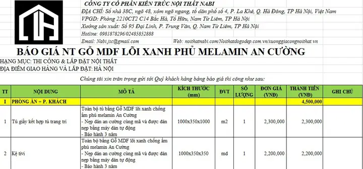 Bằng Giá Gỗ Mdf An Cường