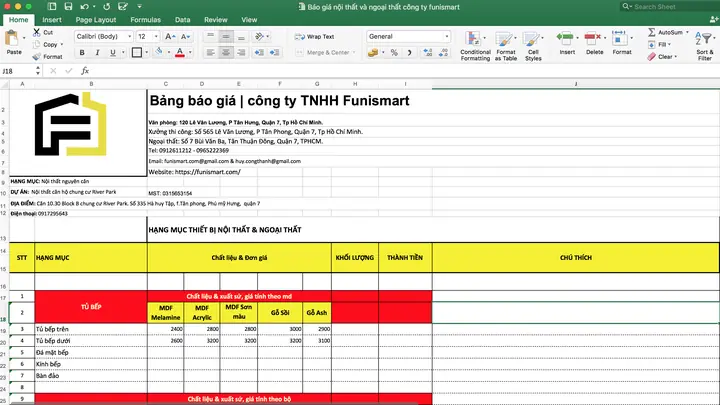 Báo Giá Đồ Gỗ Nội Thất 2017