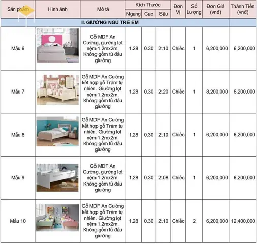 Báo Giá Giường Ngủ Mdf An Cường