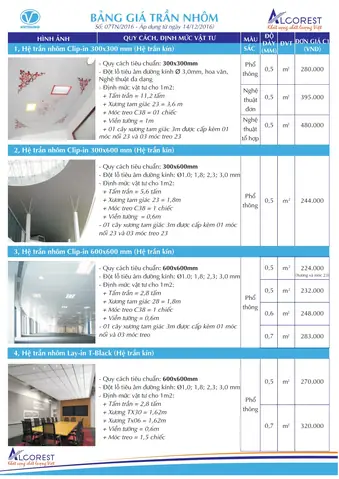Báo Giá Thi Công Trần Nhôm