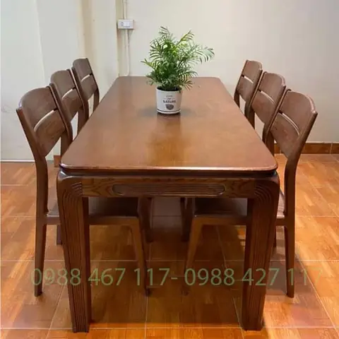 Bộ Bàn An 6 Ghế Gỗ Sồi