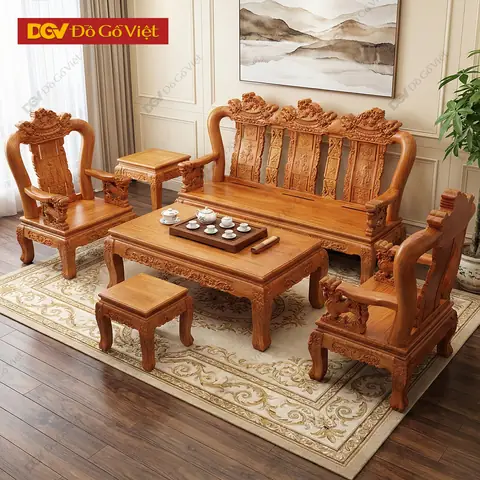 Bộ Bàn Ghế Gỗ 6 Món