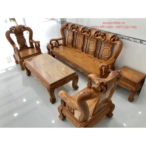 Bộ Bàn Ghế Gỗ Gõ Tay 12