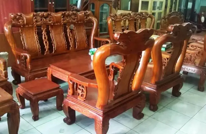 Bộ Bàn Ghế Gỗ Gõ Tay 12