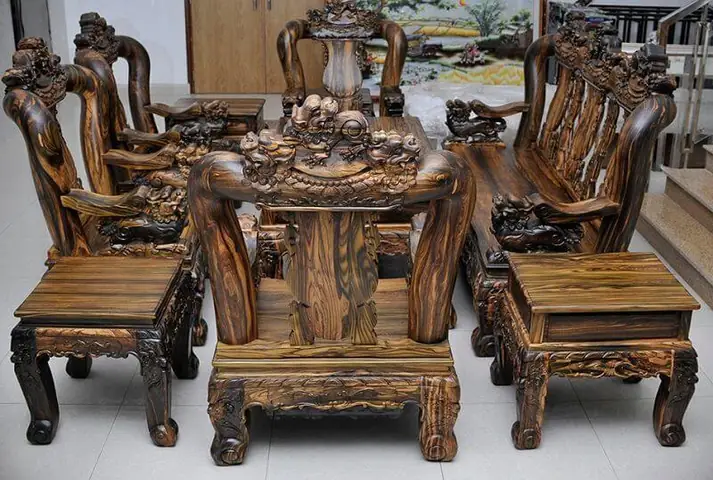 Bộ Bàn Ghế Gỗ Mun Tay 20