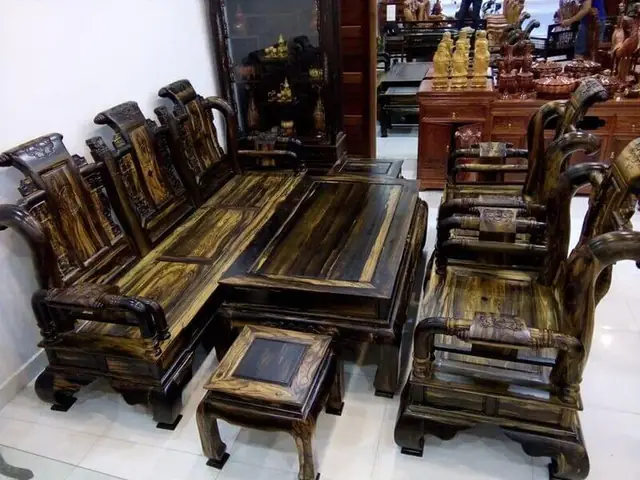 Bộ Bàn Ghế Gỗ Mun Tay 20