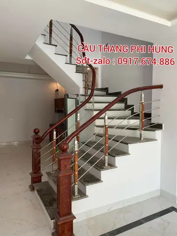 Cầu Thang Gỗ Inox Đẹp
