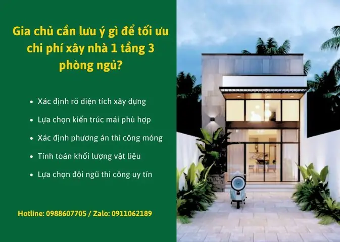 Chi Phí Xây Nhà 1 Tầng 3 Phòng Ngủ