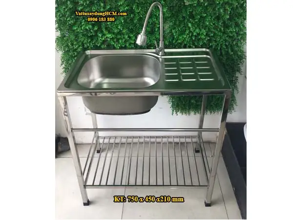 Giá Bồn Rửa Chén Inox 1 Ngăn Có Chân